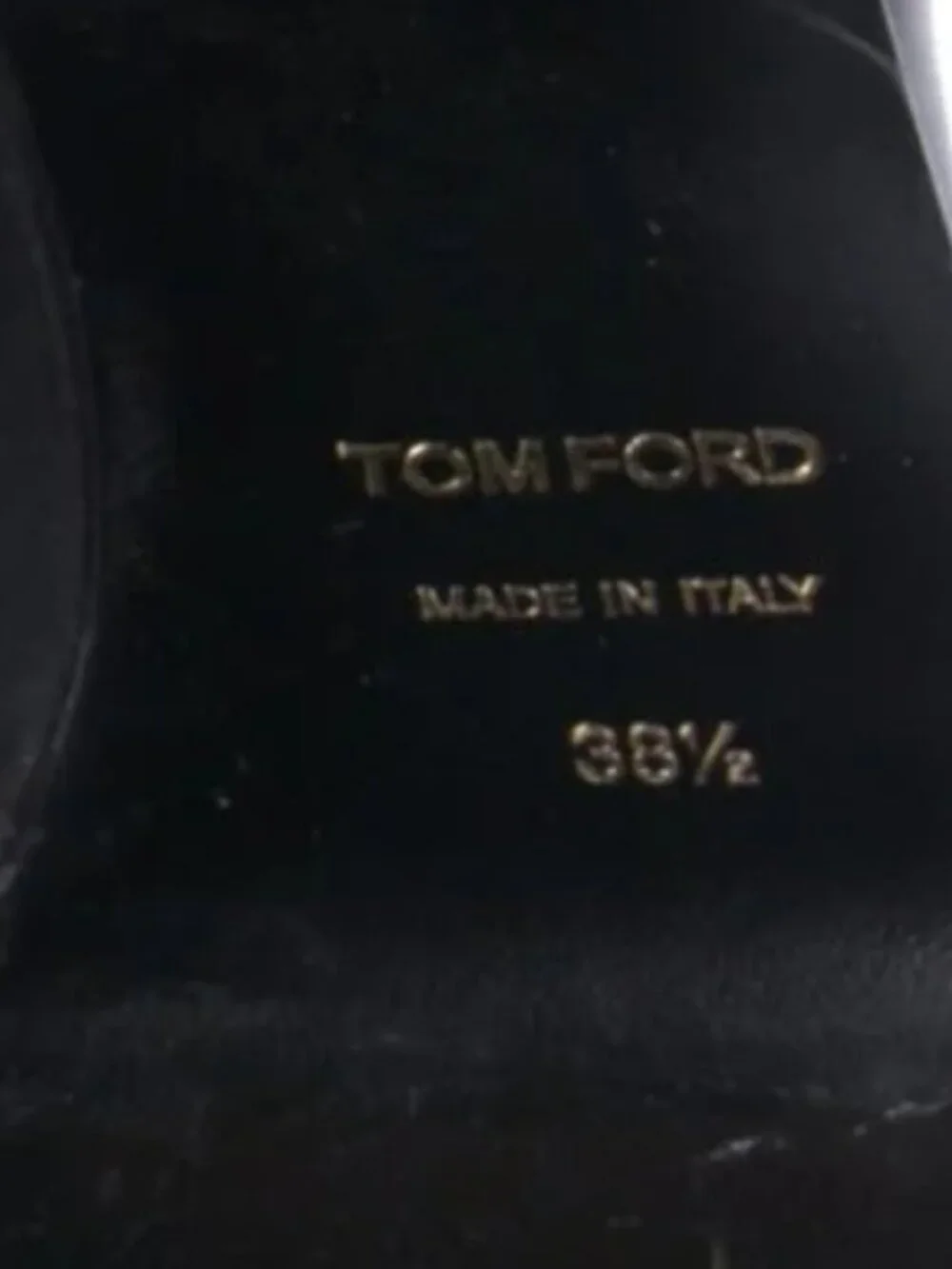 Tom Ford Knee High Boots Women Size 8.5 Black Gold Zipper Leather Statement Bold